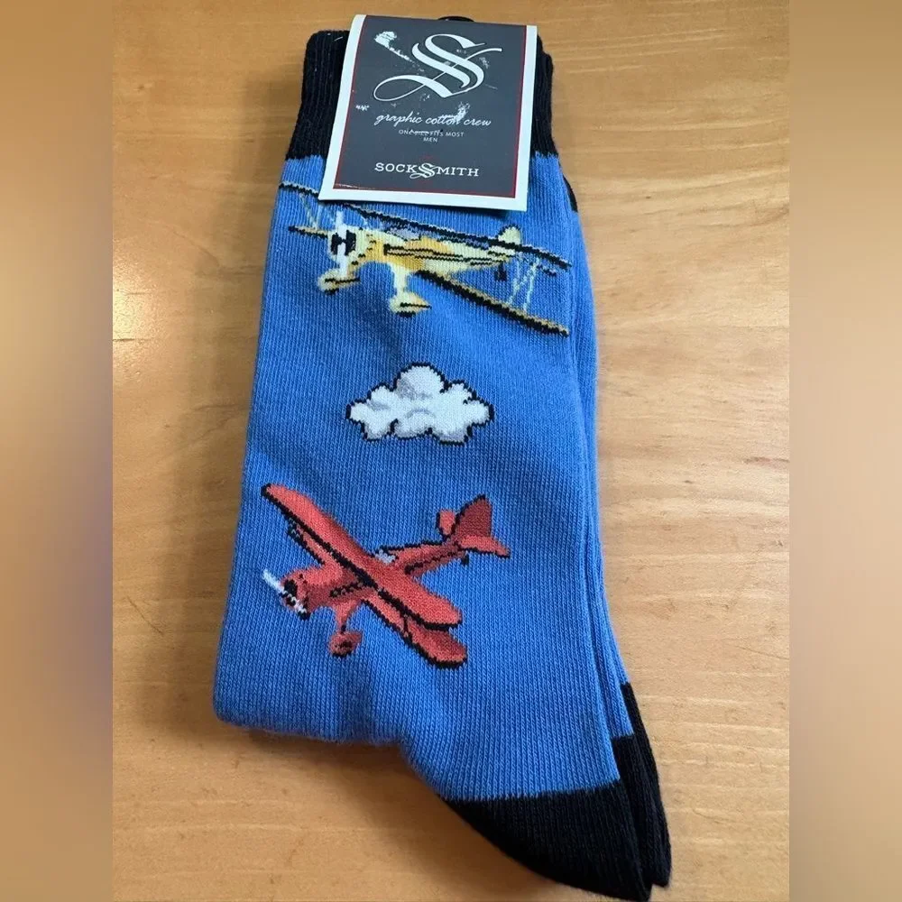 NWT SockSmith Airplane Graphic Crew Socks